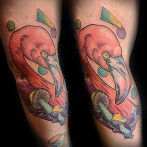 Tattoo uploaded by Landon Wierenga • #neotraditional flamingo on an elbow bend. • Tattoodo Tattoo uploaded by Landon Wierenga • #neotraditional flamingo on an elbow bend. • Tattoodo