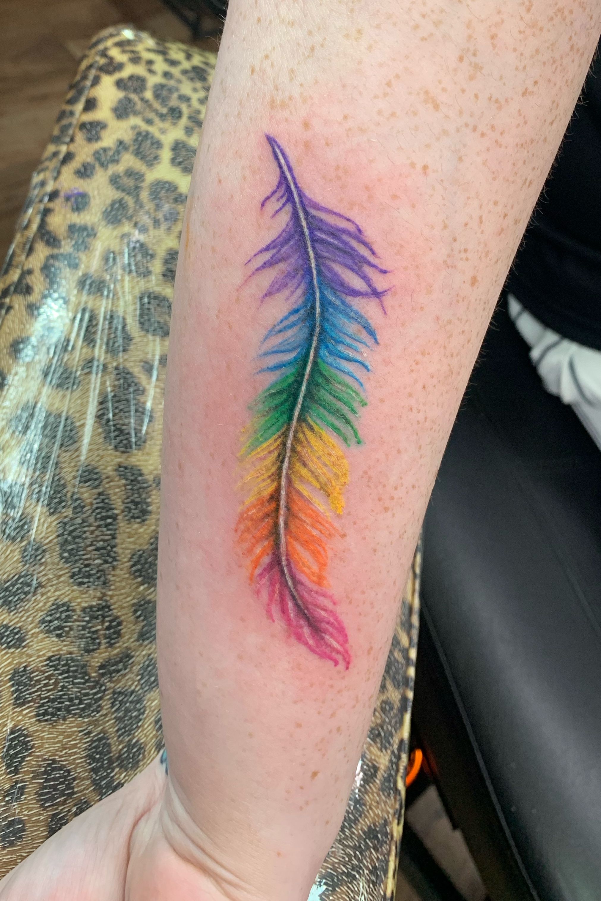 Download HD Feather Tattoo Design By Malfegor Bvd9mymmj  Rainbow Feather  Png Transparent PNG Image  NicePNGcom
