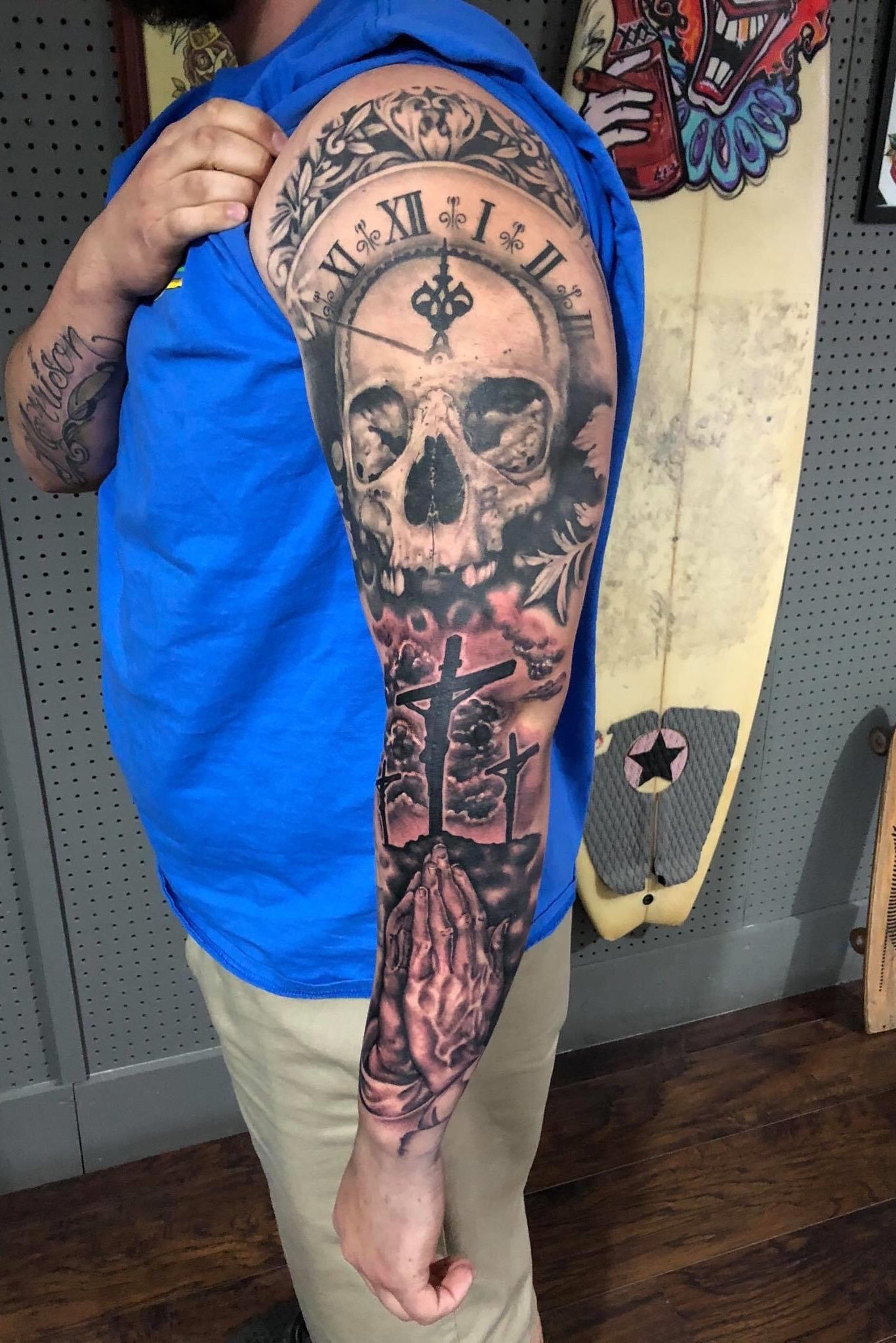 Tattoo uploaded by Xavier  Sugar skull cross tattoo by David Poe  sugarskull dayofthedead skull cross  Tattoodo
