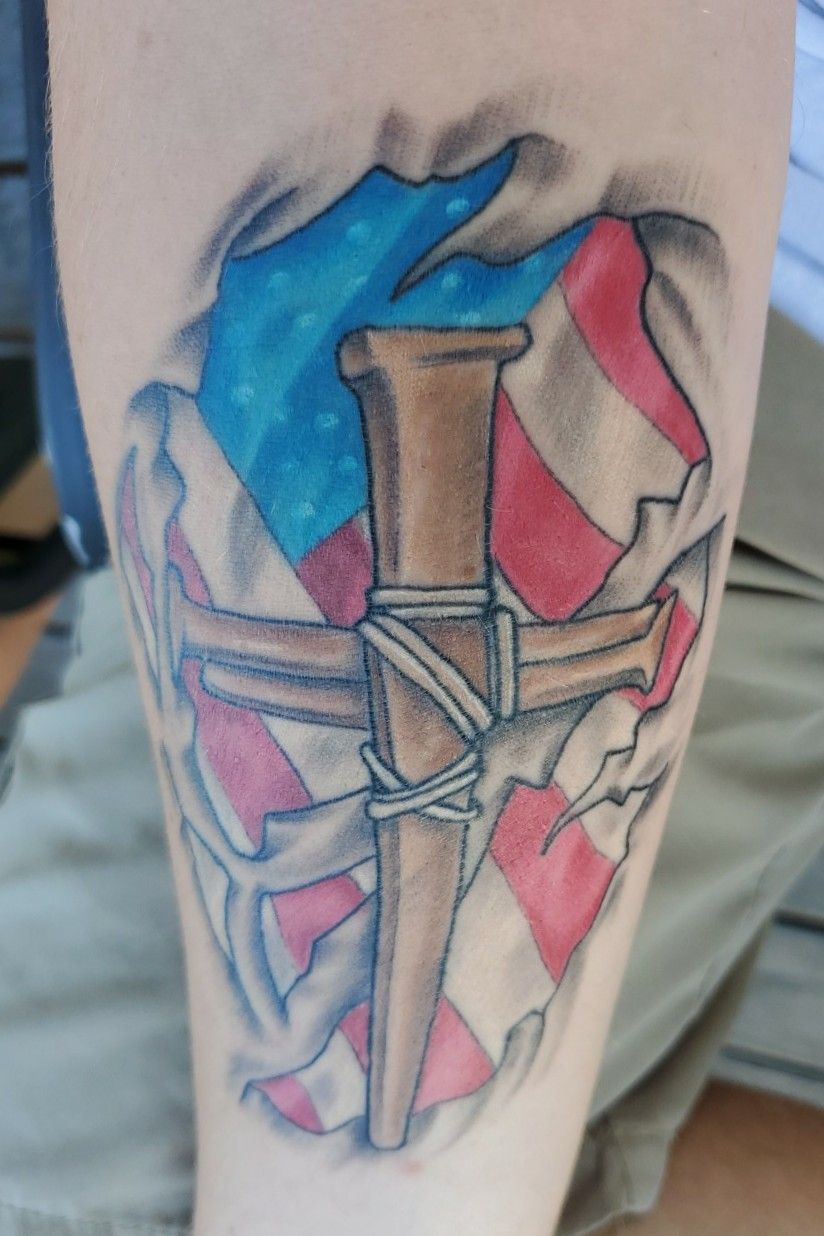 rebel flag cross tattoos