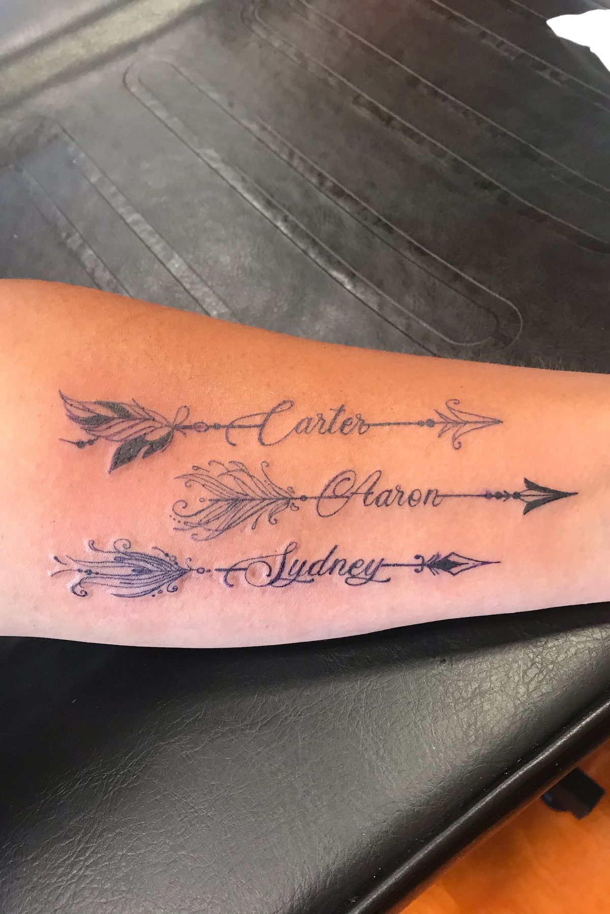 Tattoo uploaded by Daphne Cote • Arrows with kids names for this momma ...