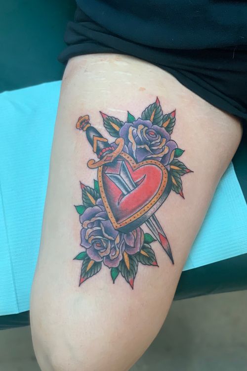 Rose,heart and dagger