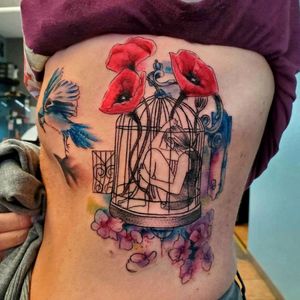 "There is no greater agony than bearing an untold story inside you." #caged #cagedbird #depression #strength #inspiration #untoldstory #transformation #poppytattoo #bluebird #watercolortattoo #birdcage #caged #inspiration #pnwtattooartist #pnw #pdxtattoo #pdx #oregontattooartist #oregoncitytattooartist #vancouver #vancouvertattoo #pnwlife #struggleisreal #ptsd