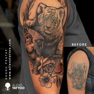 Cover-up Tattoo by Bhanu Pratap at Aliens Tattoo India