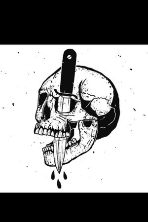 Skull with knife