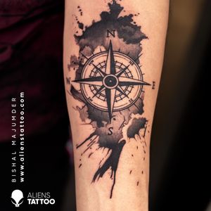 Compass Tattoo by Bishal Majumder at Aliens Tattoo India!