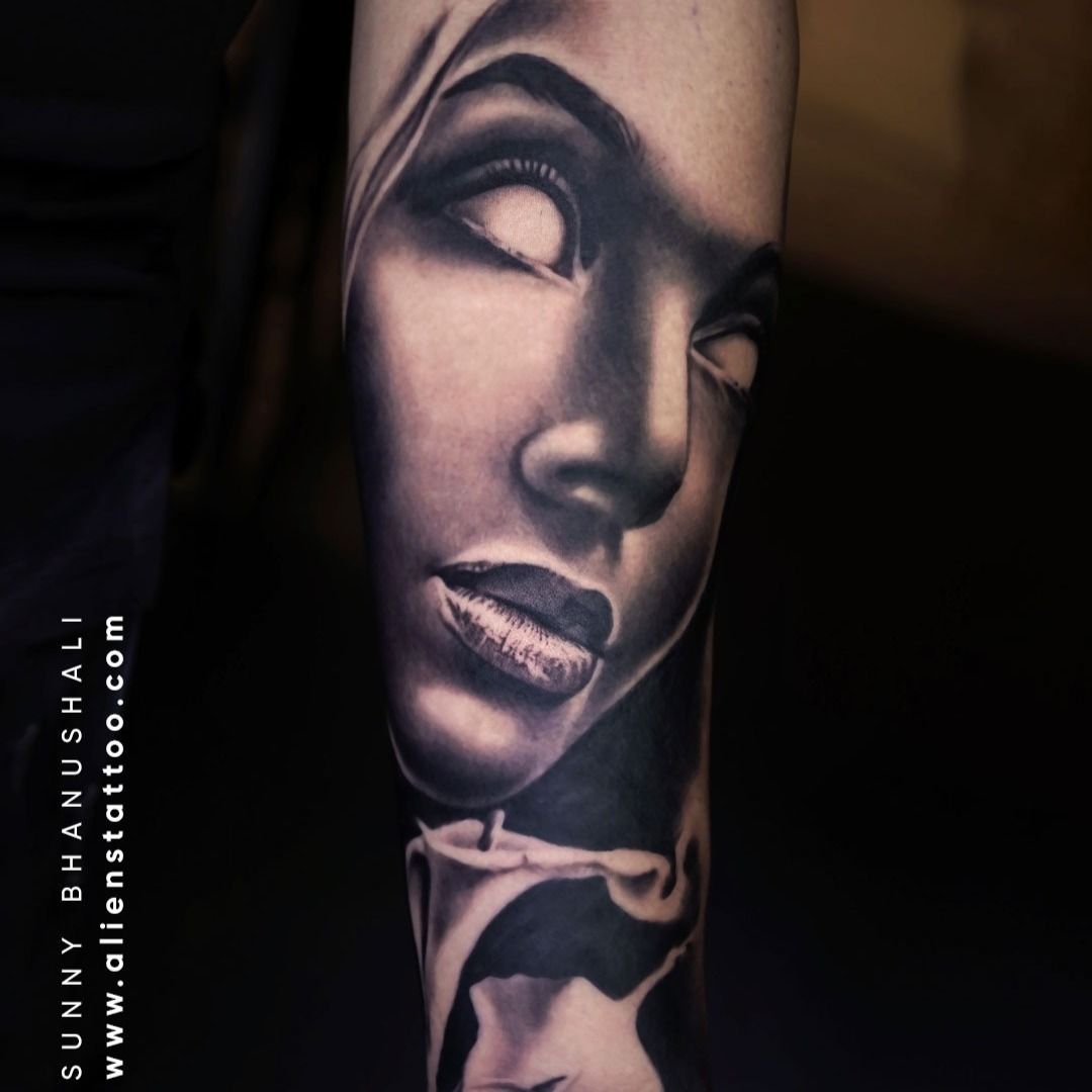 B Tattoo Shop on Tumblr: Portrait Tattoo by Sunny Bhanushali at Aliens  Tattoo India. Client travelled interstate just to get this tattoo from us.  His...