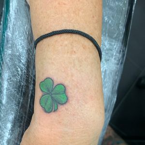 Fun little shamrock ☘️ for a first tattoo on this 82 years young woman