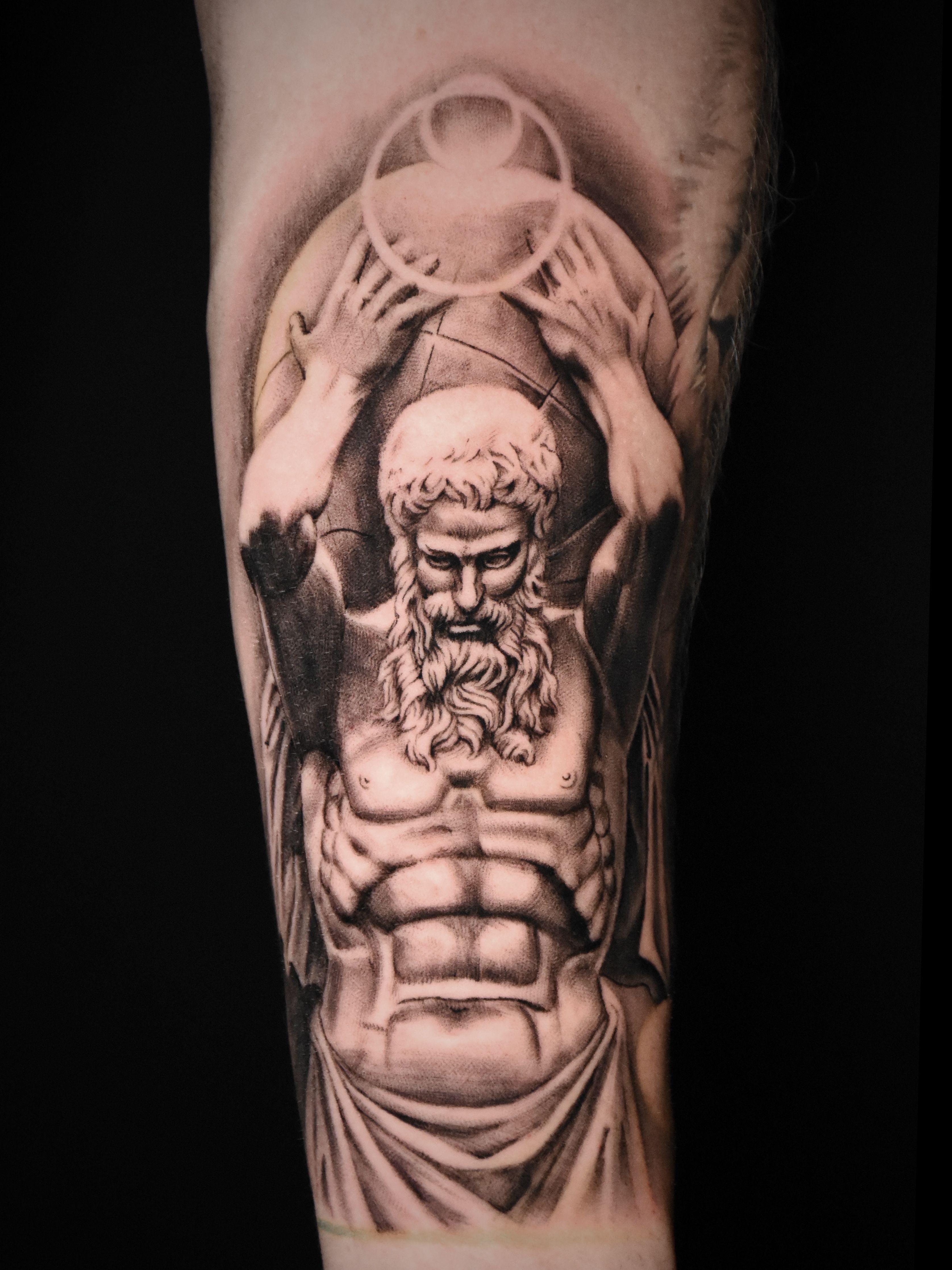 Black and grey sisyphus greek myth tattoo by Maximilian Rothert: TattooNOW