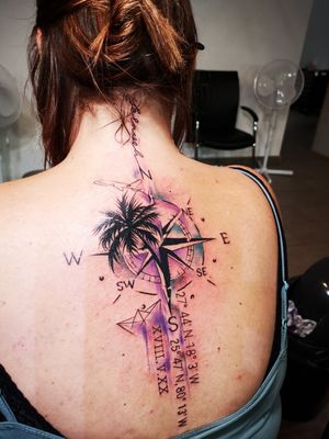 Palm Tree - Compass Tattoo