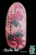 Red lillies and trash polka elements #tattoo #tattoos #freshink #freshlyinked #trashpolkatattoo #trashpolka #trashpolkalily