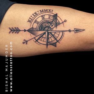 Compass Tattoo by Bishal Majumder at Aliens Tattoo India!