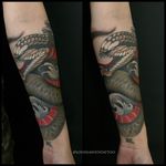 Tradicional Japanese Snake on inside of forearm. #tattoo #tattoos #snaketattoo #japanesetattoo