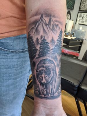 Half of a forearm sleeve done by Nick Sanchez at Redemption Tattoo in Maricopa, AZ