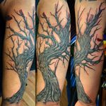 Black and gray tree drawn on freehand 