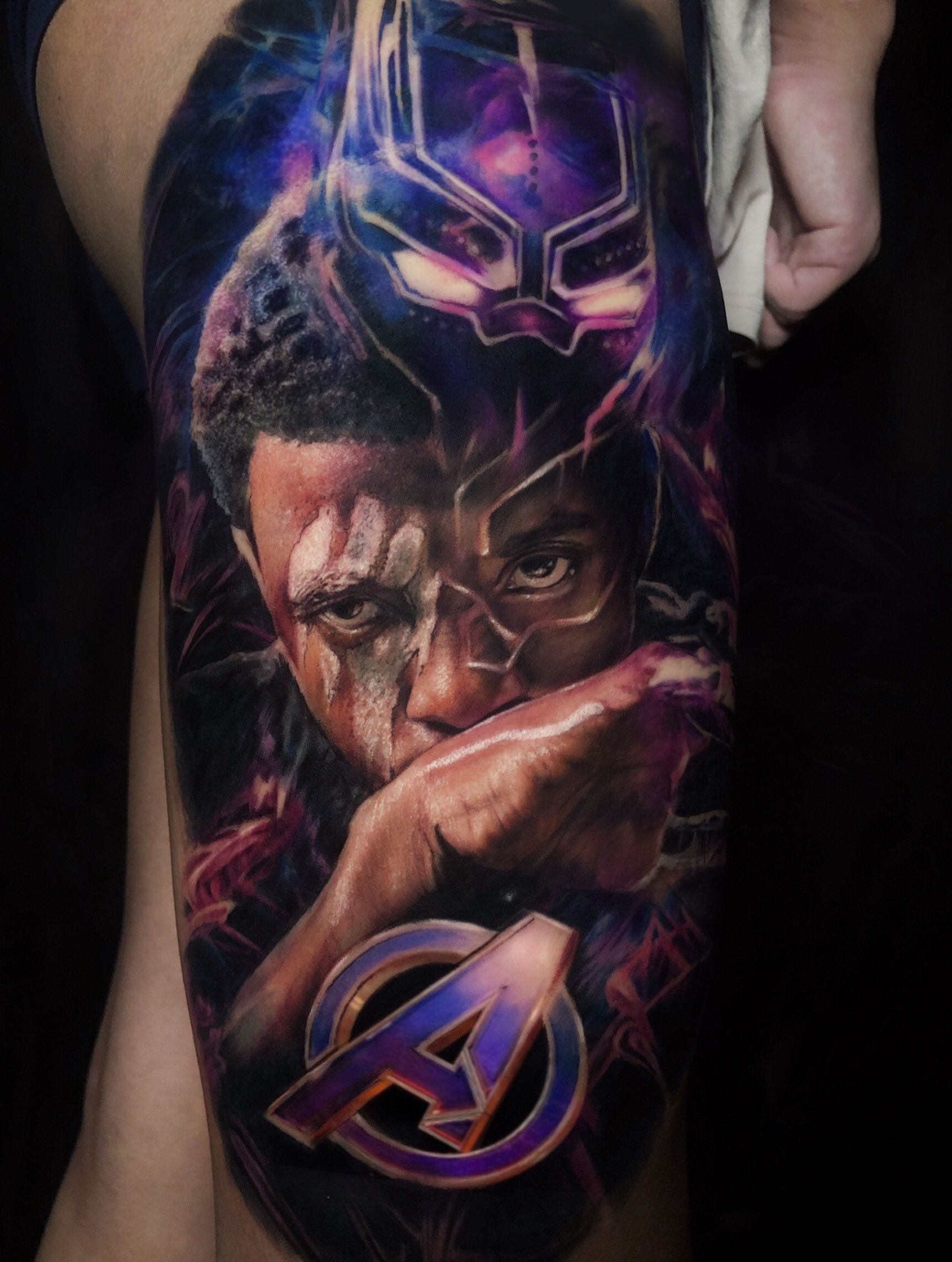 Black Panther and Avengers color tattoo  ONE DAY Tattoo Studio