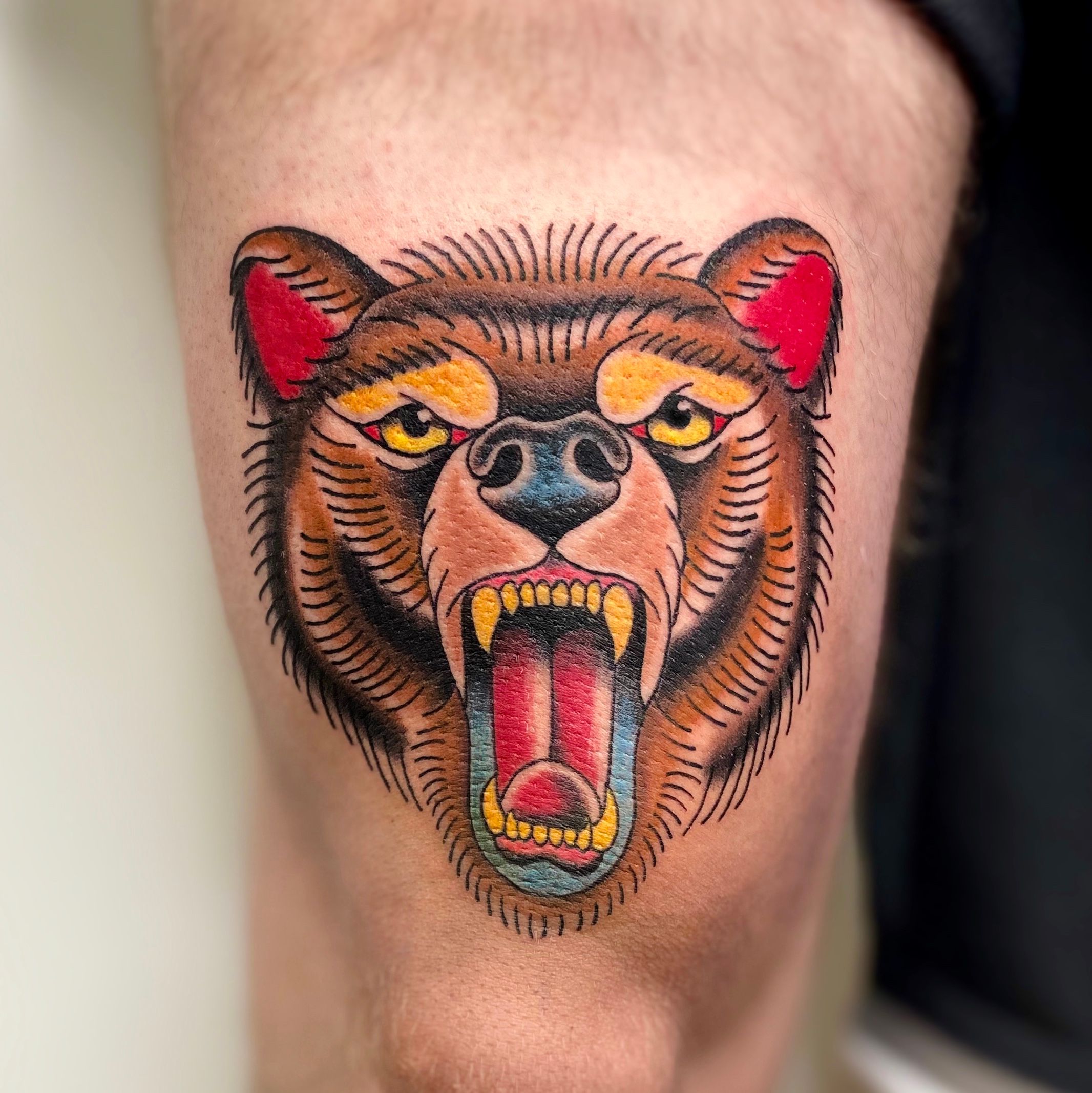 american traditional bear tattoo