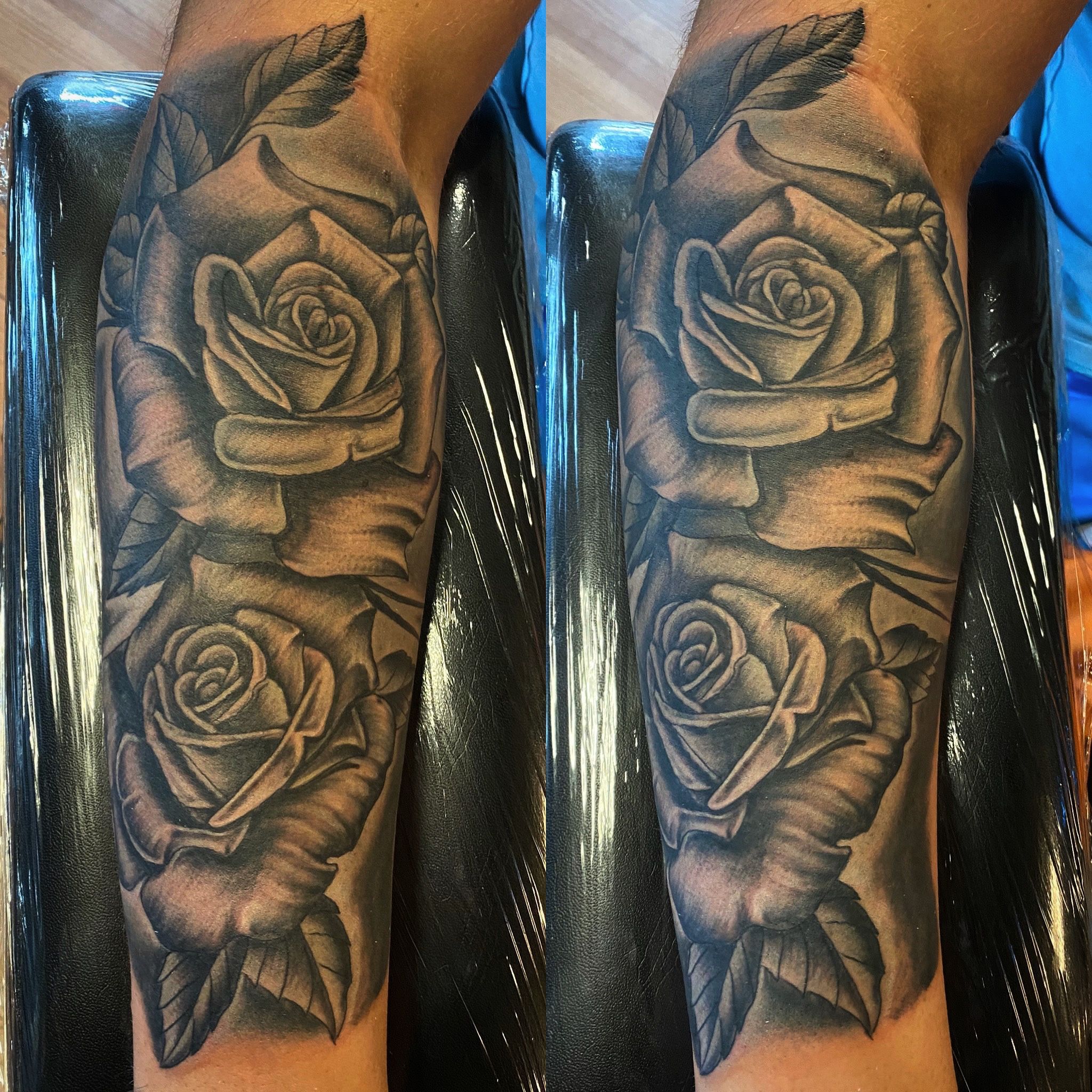 Tattoo uploaded by @tikistevetattoo • Black and gray roses on inner forearm clients first tattoo • Tattoodo