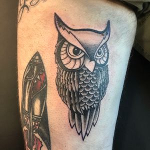 This Hootie by his Bootie is a welcome addition to his large collection of tattoos. 
