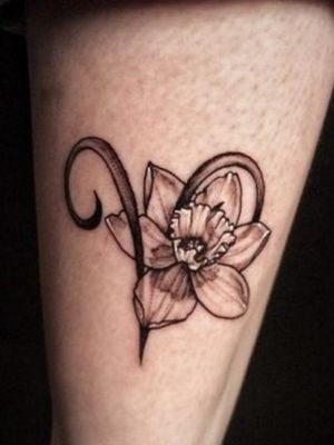 Aries floral tattoo #aries #floral #orchid #legtattoo