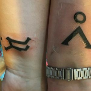 My Teen's first tattoo (left) and mine (#6 for me) paired to theirs (right) 