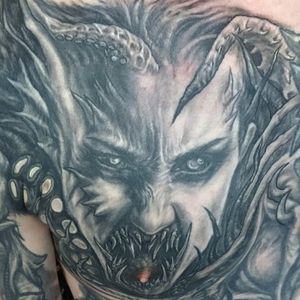 Black and Grey Dragon Fish Demon Woman (fully healed, no filters)
