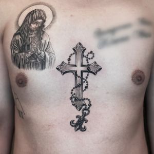 ✟ cross ✟ . . . . #tattoo #tattoodesign #tattooist #illsontattoo #blackwork #blackworktattoo #blackworkers #blackandgrey #seoultattoo #chesttattoo #cross #crosstattoo 