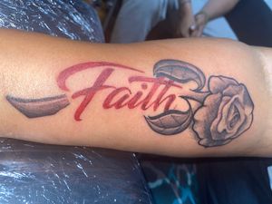 GKunny Tattoo Black and Gray Tattoo Faith tattoo Flower lettering Tattoo