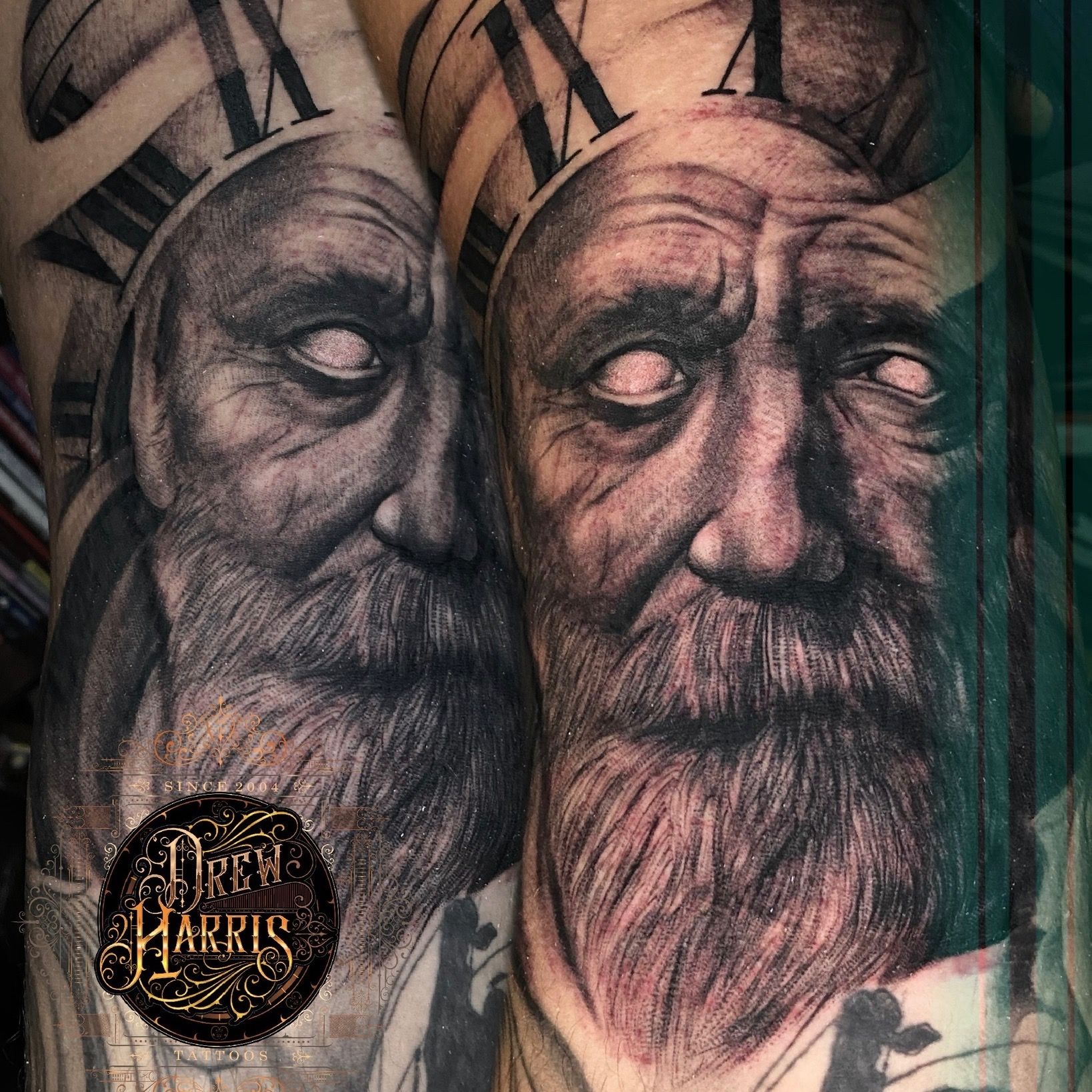 Lucky No.3 Tattoo Company - #father #time #sleeve #inprogress by Joshua  Paulino @joshua333tattoos #blackandgrey #tattoo #coverup #greywash #sleeve  #clock | Facebook