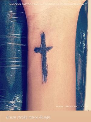 Brush stroke cross tattoo #brushstroketattoo #brushstroke #cross #crosstattoo #forearmtattoo #smalltattoos 