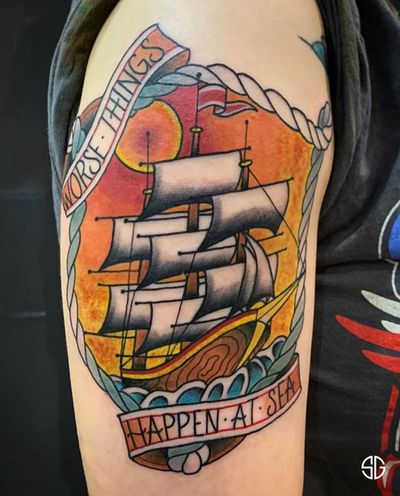 •⛵️• custom traditional piece by our resident @dr.ivo_tattoo for @pinuppantrygf 🌸 For bookings and info: •🌐 https://southgatetattoo.co.uk/booking/ •📧 info@southgatetattoo.co.uk •📱07456415895‬(WhatsApp only) ⚡️ ⚡️ ⚡️ #sailboat #traditionaltattoo #southgatetattoo #sgtattoo #sg #londontattoo #northlondon #colourtattoo #customtattoo 