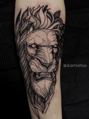 Lion tattoo.