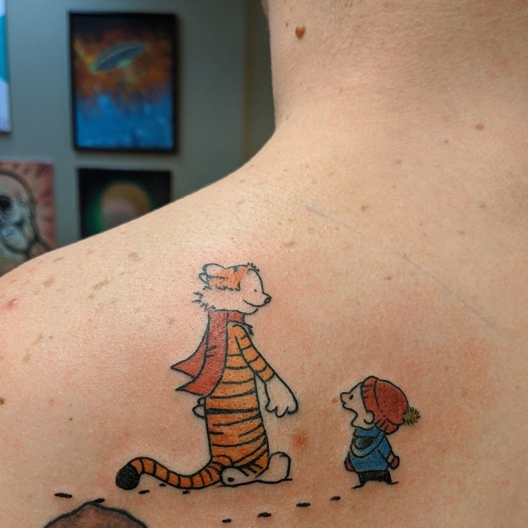 Calvin and Hobbes Color Tattoo by Steve Malley TattooNOW