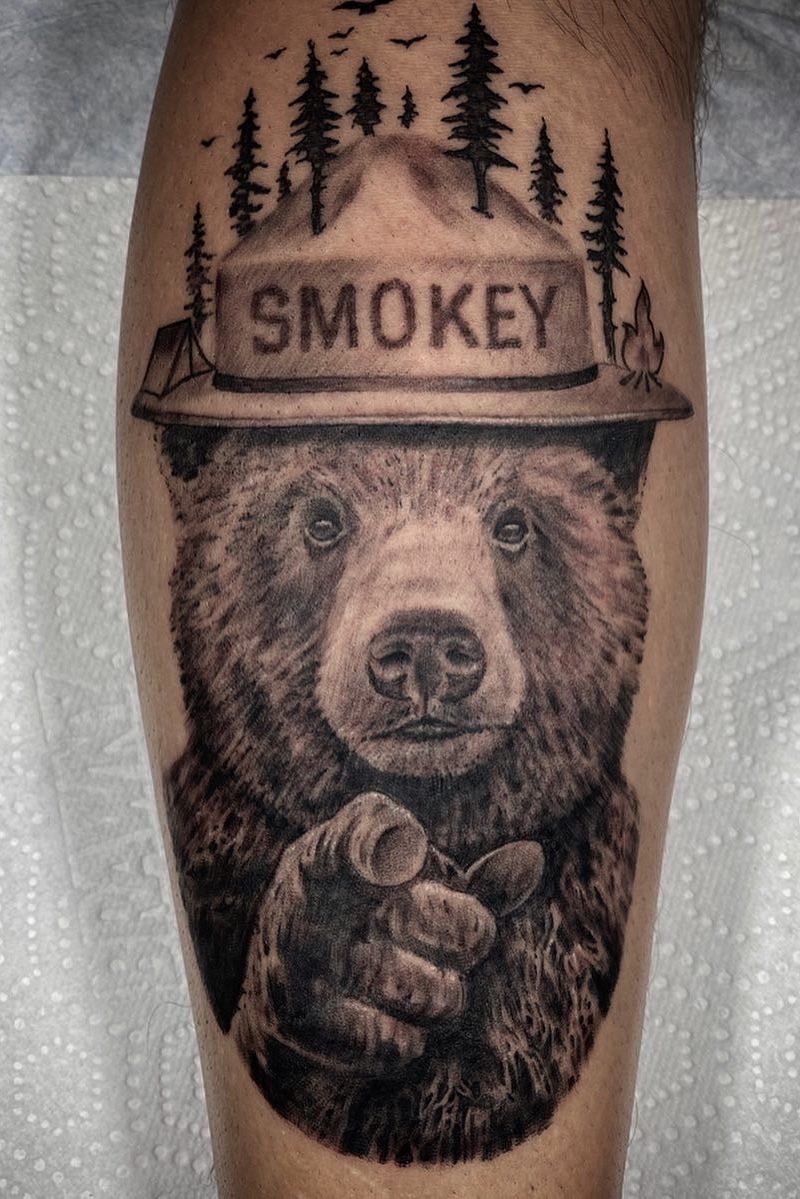 Smokey Tattoo  Bear tattoo designs Smokey the bears Bear tattoo