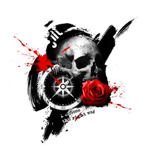 Skull compass rose, trash polka