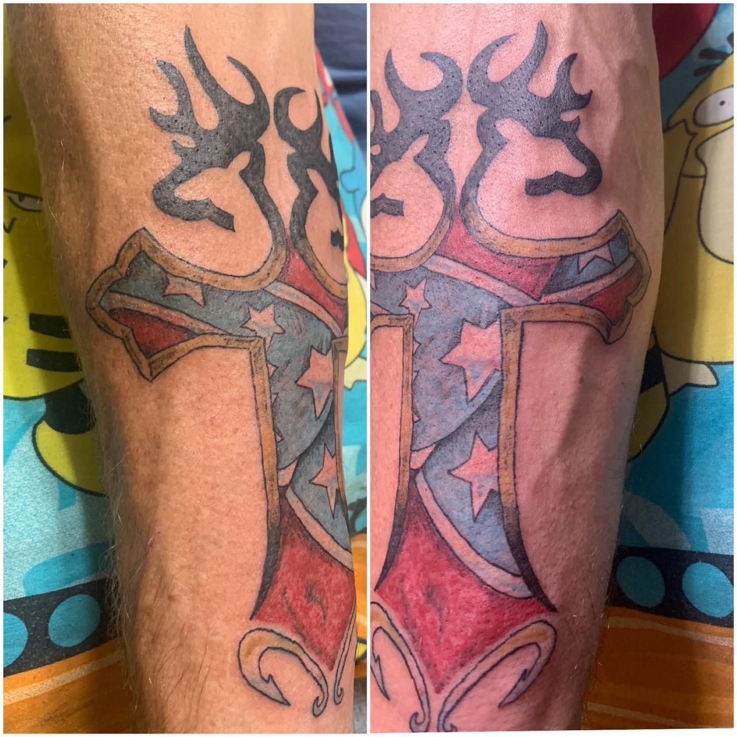 rebel flags with deer tattoo