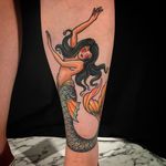 Here’s a healed mermaid tattoo 