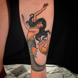 Here’s a healed mermaid tattoo 