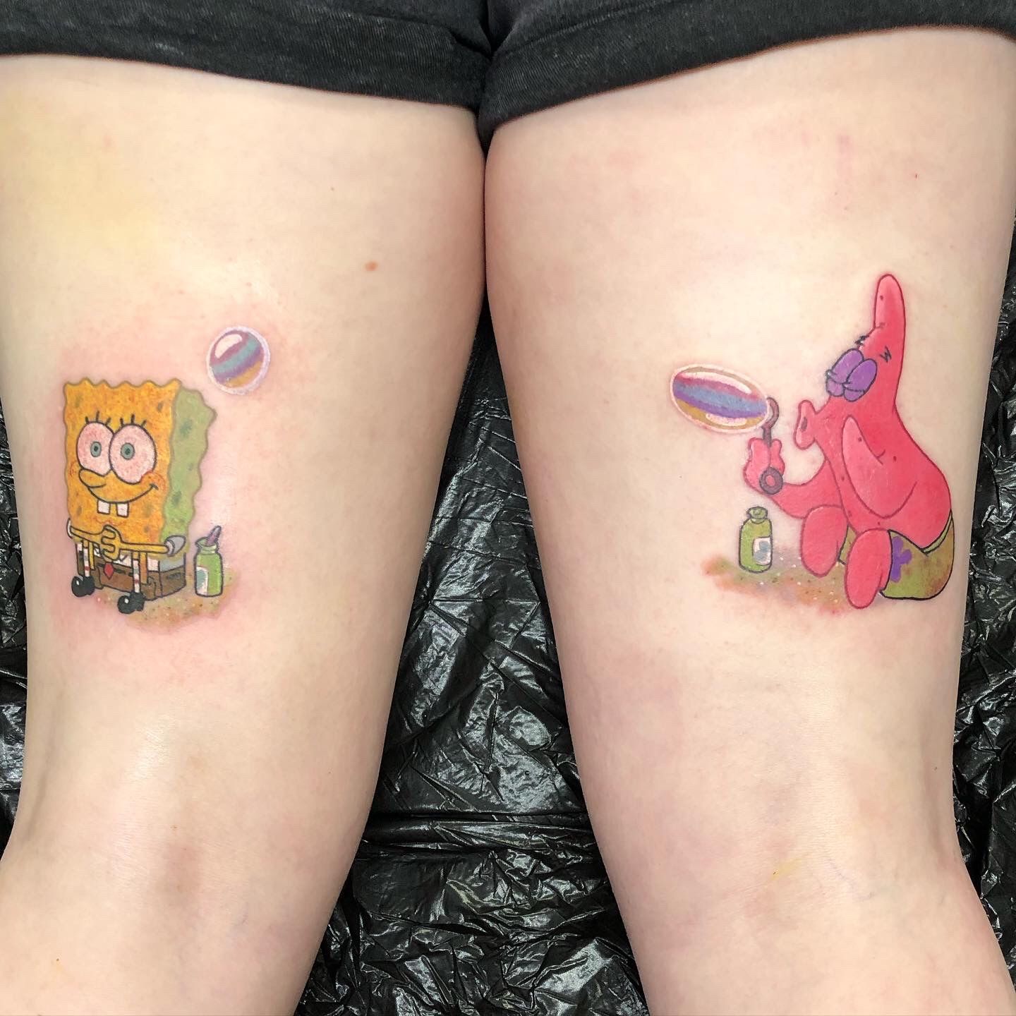 pigeon  handpoke tattoos on Instagram My childhood in one SpongeBob and Patrick  tattoo PS if anyone wants a Gary or Plankton PLEASE HMU handpoked
