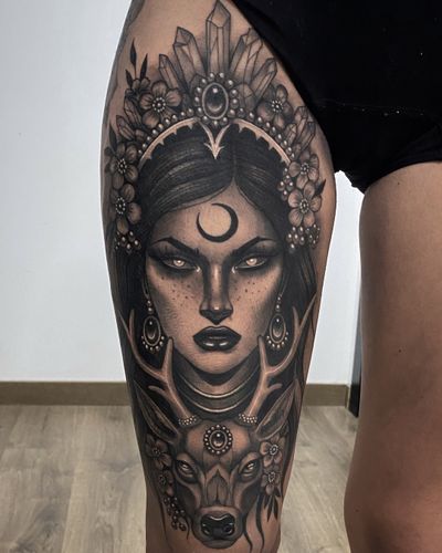 Nature goddess babe tattoo portrait 🌿 dm