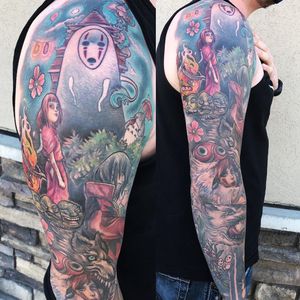 Studio ghibli coverup sleeve completed Aug 2020 at anthem tattoo 