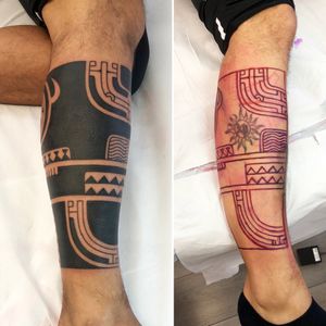 Marquesan inspired leg done in one session 
