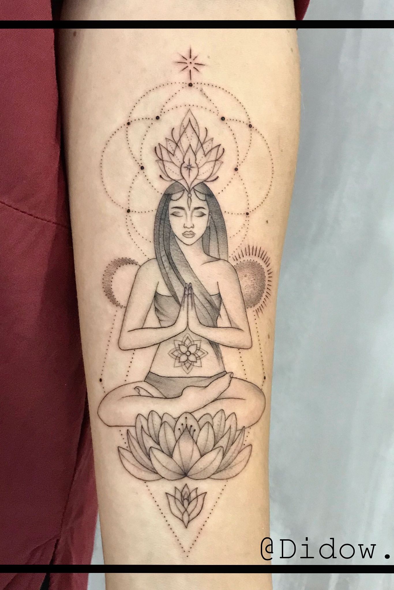 namaste and lotus flower tattoo