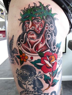 Traditional depiction of Lemmy (Motörhead) as Jesus Christ 