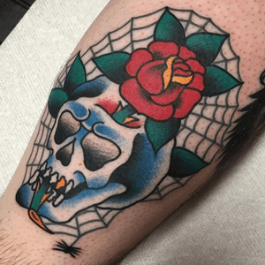 custom skull, rose, ghost web