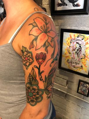 Traditional half sleeve by Jake