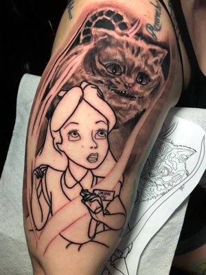 “We're all mad here....” • • I am absolutely in love with the start of Ambers Alice in Wonderland sleeve. She gave me the freedom and trust to create something completely different for her. • • Bring me all of the Disney concepts! Check the highlights in my bio for info on how to book your next appointment. • • #eazyfeliciano #eazy407 #kissimmee #orlando #stcloud #centralflorida #florida #disney #aliceinwonderland #cheshirecat #alice #sleeve #disneytattoo #bngtattoo