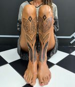 Shipibo inspired tribal warrior leg piece