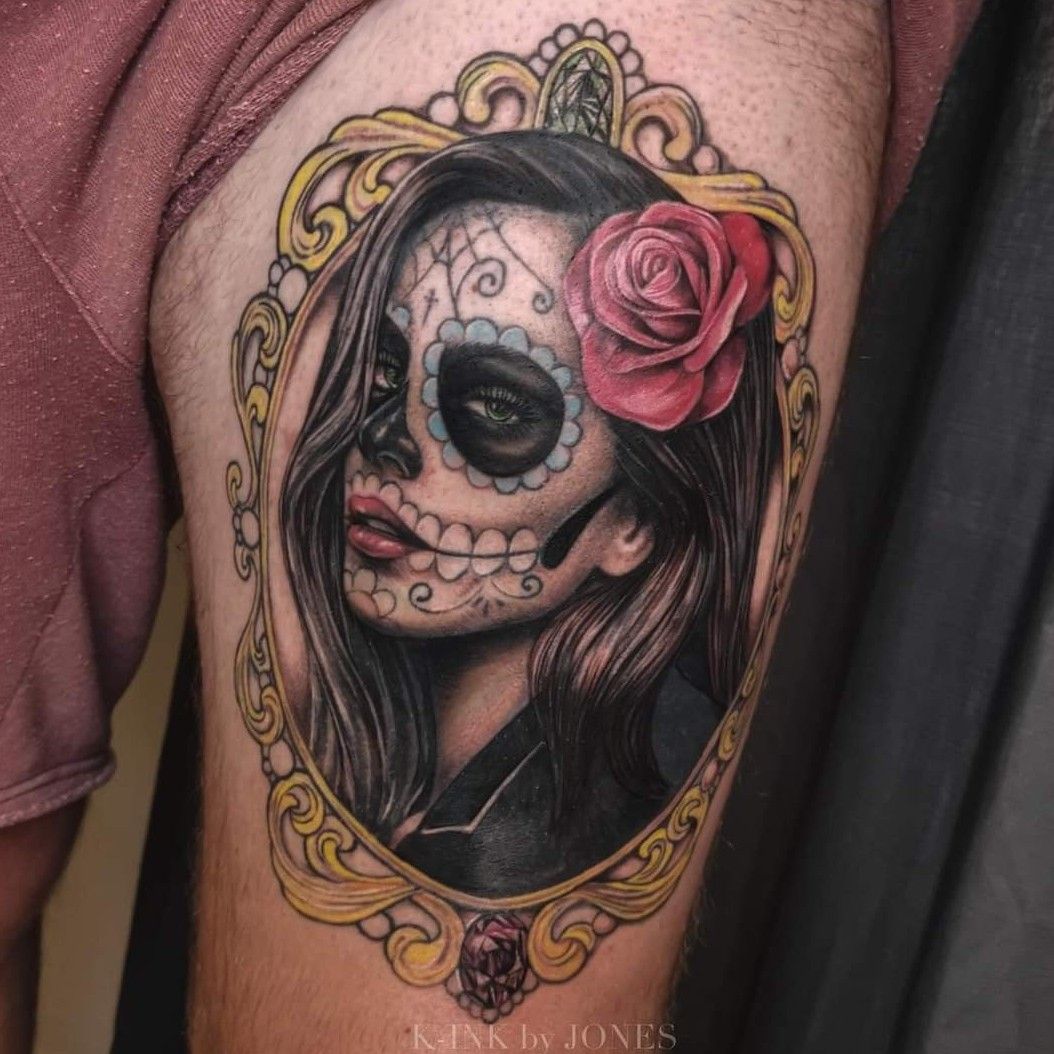 Floral Skull and Roses Sugar Skull Girl Design - Skull Tattoo Design - Grim  Reaper Art Print by THE ART LAB | Society6