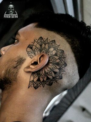 Mandala tattoo on head